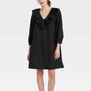 who what wear x target black ruffle collar dress